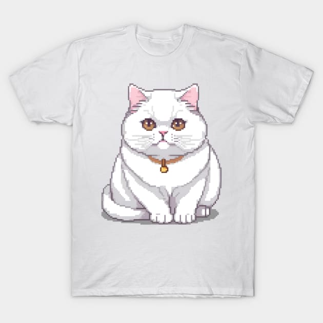 Pixel Persian Cat T-Shirt by Jackson Williams